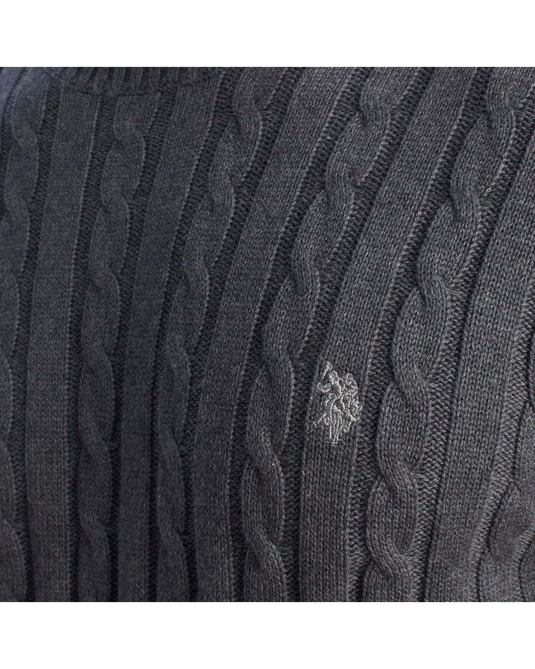 U.S. POLO ASSN. Gray Cable Knit Crew Neck Sweater Us40173042 for men