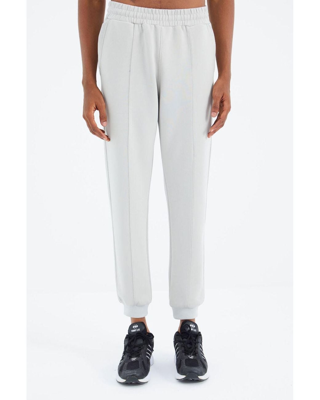 TOMMY LIFE Black Regular-Fit 3-Thread Fleece Sweatpants for men