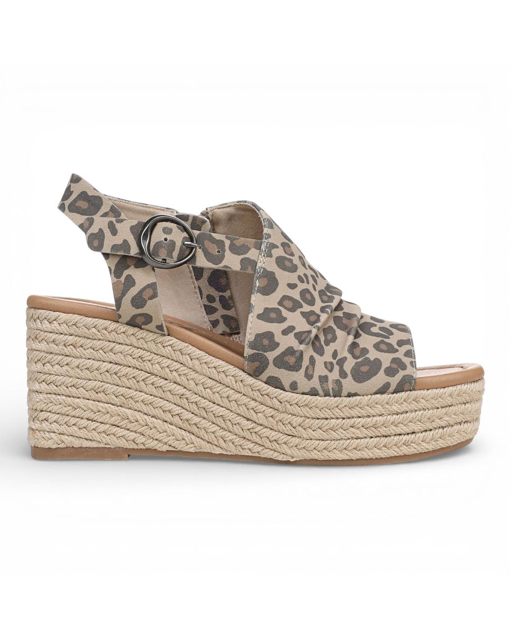 Blowfish Gray Leopard Print Wedge Slingbacks Heel Sandals