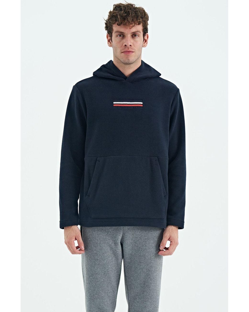 TOMMY LIFE Blue Printed Logo Hoodie for men