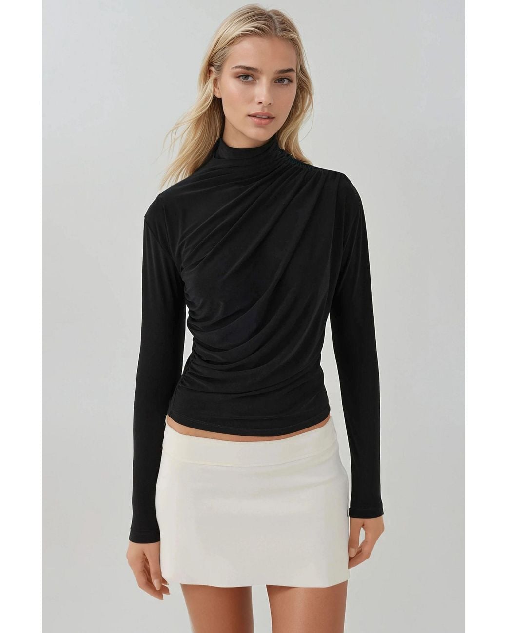 Hiccup Black Elegant Soft Touch Long Sleeve Knitted Top