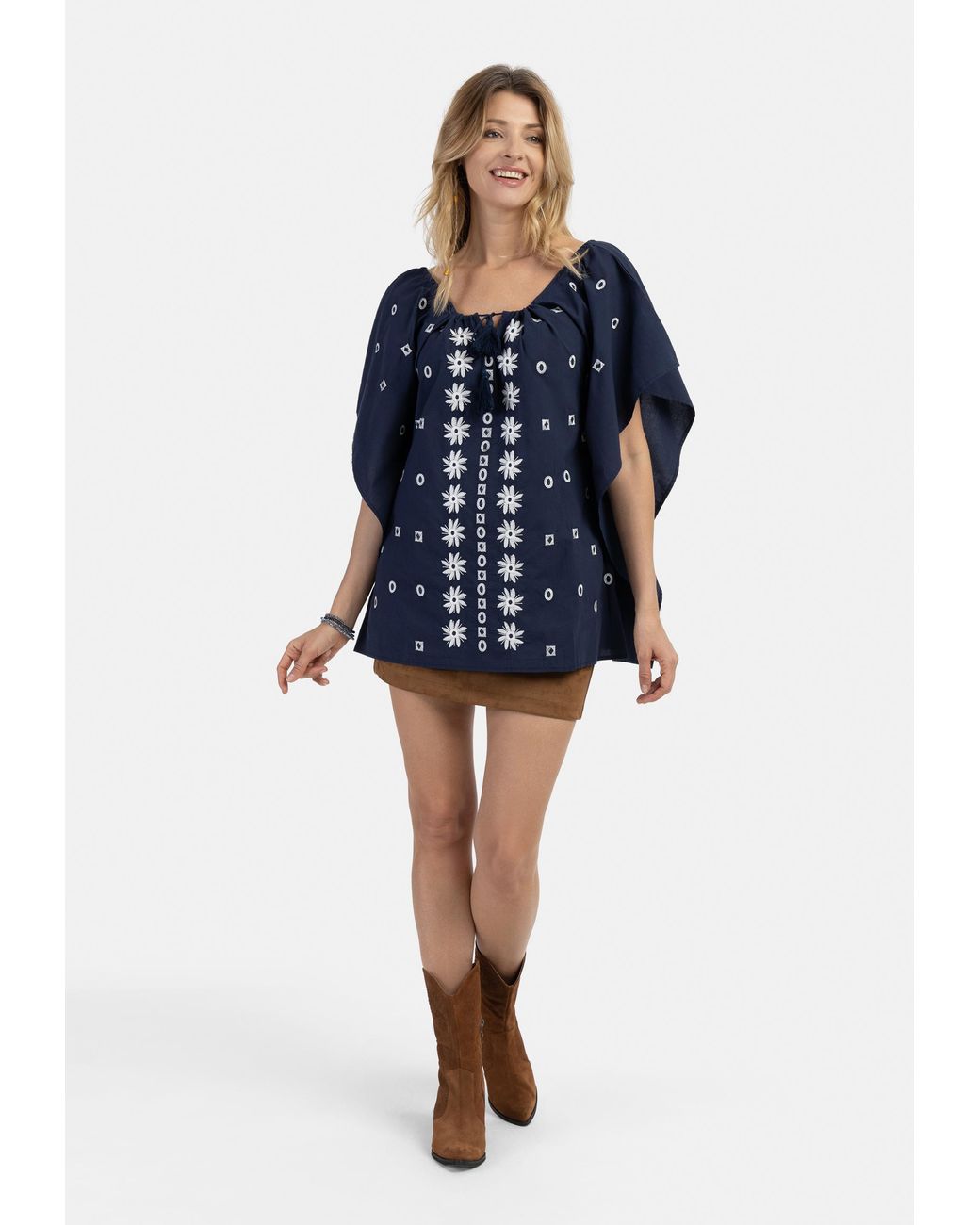 Usha Poncho Marine in het Blue