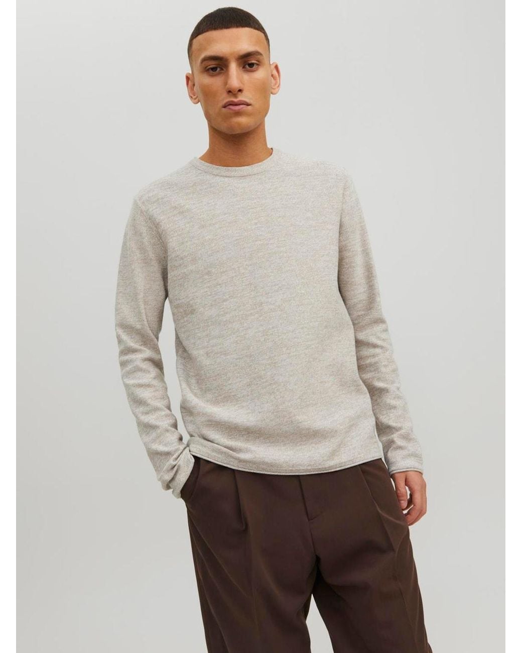 Jack & Jones Trui Pullover Knit Crew Neck in het Gray voor heren
