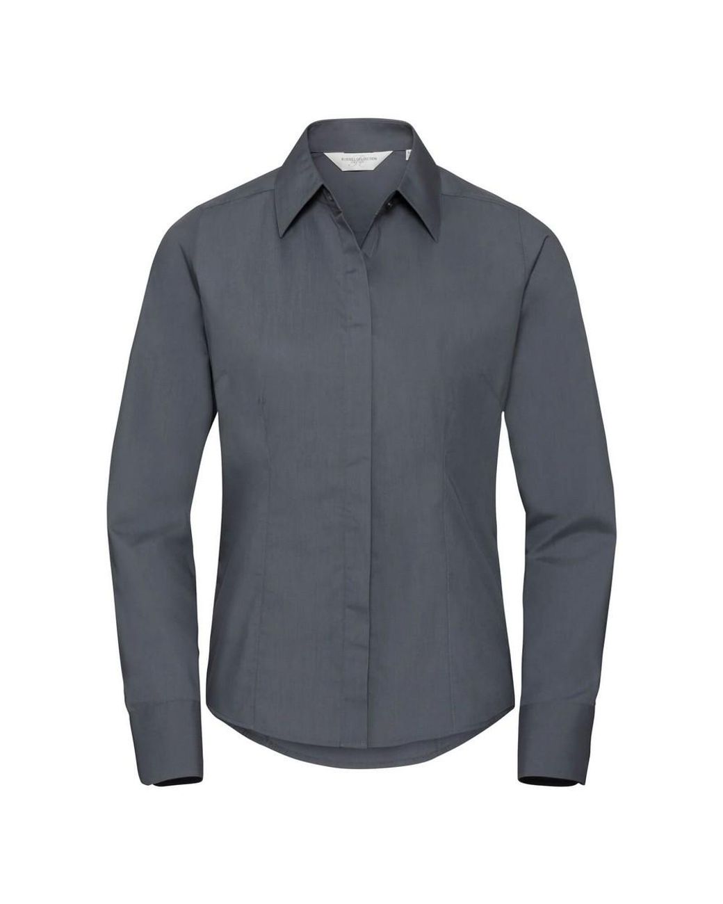 Russell Blue Collection Ladies/ Long Sleeve Poly-Cotton Easy Care Fitted Poplin Shirt (Convoy)