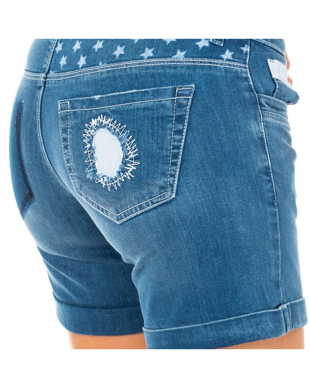 La Martina Denim Shorts Met Zoom En Riemlussen Lwb002 in het Blue