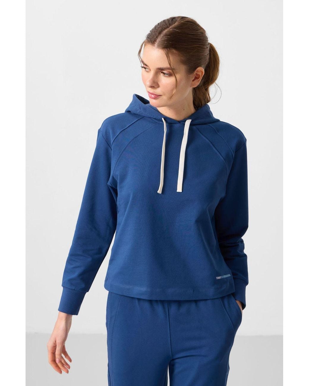 TOMMY LIFE Blue Oversized Hooded Sweatshirt And Pants Set
