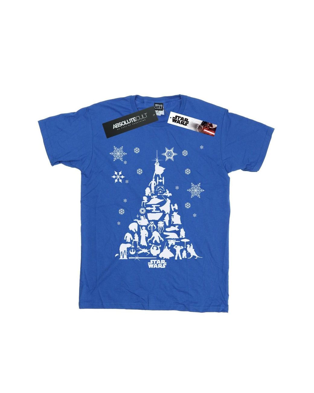 Star Wars Blue Christmas Tree T-Shirt (Royal) Cotton for men