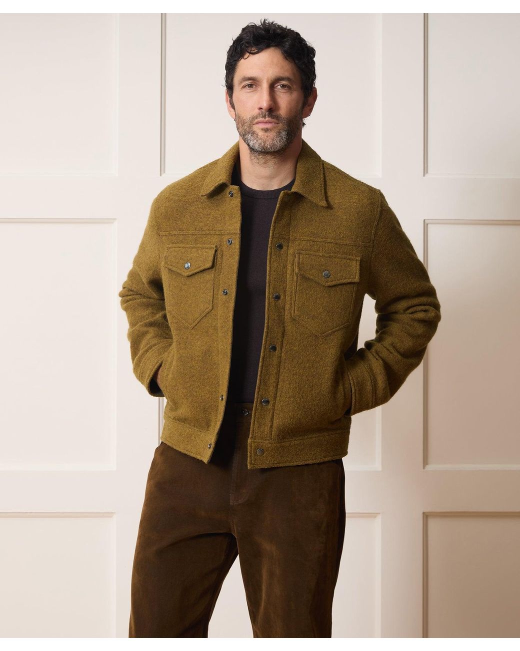 Todd Snyder Green Boiled Wool Dylan Jacket for men
