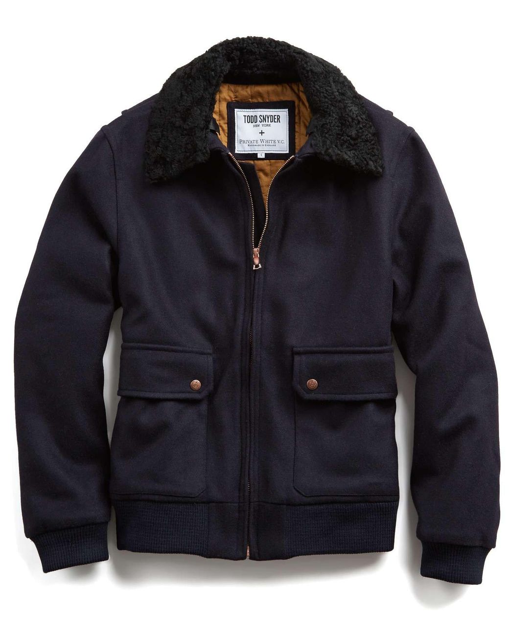 Todd Snyder Todd Snyder + Private White Wool Pilot Bomber In Navy in ...