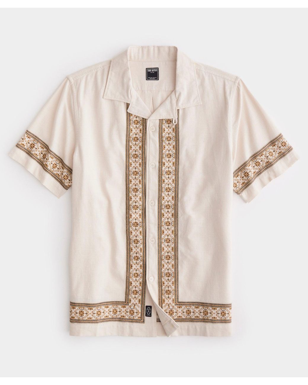 Todd Snyder Border Embroidered Camp Collar Shirt in Natural for Men Lyst