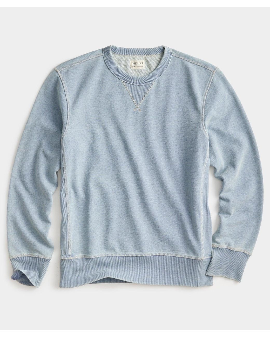 Todd Snyder Indigo Sweatshirt In Tinted Bleach Wash in Blue