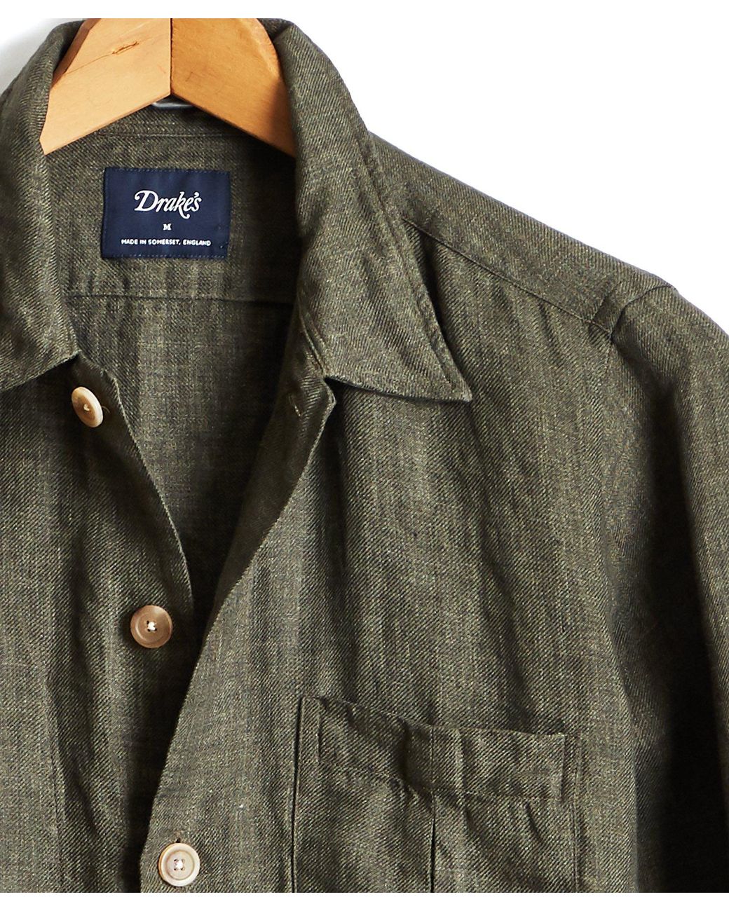 Drake's Linen Shirt Jacket In Olive in Green for Men | Lyst