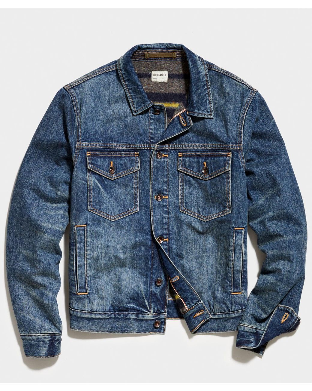 Todd Snyder Blanket Lined Selvedge Denim Jacket in Blue for Men Lyst
