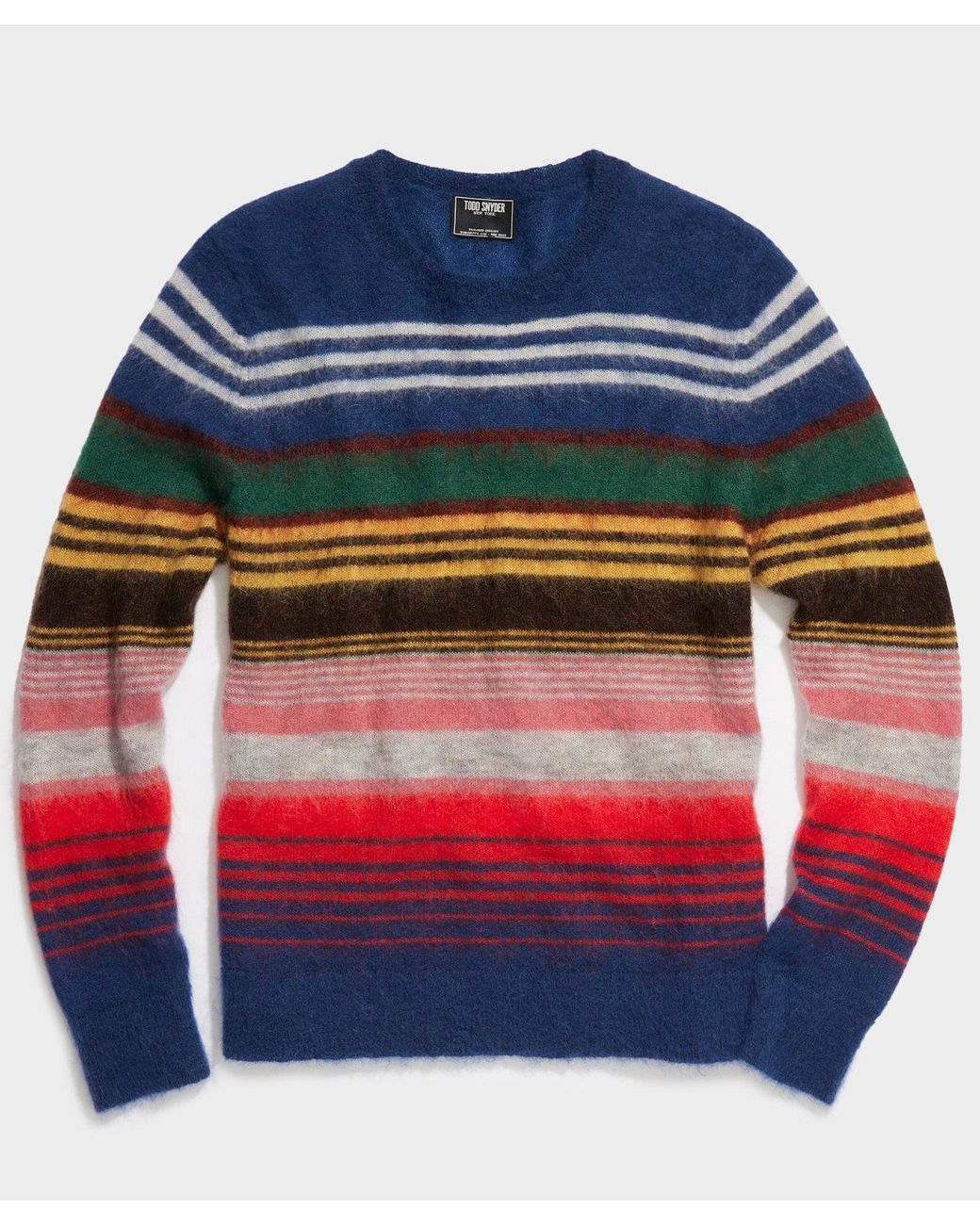 Todd Snyder Multi-stripe Mohair Crewneck in Blue for Men | Lyst
