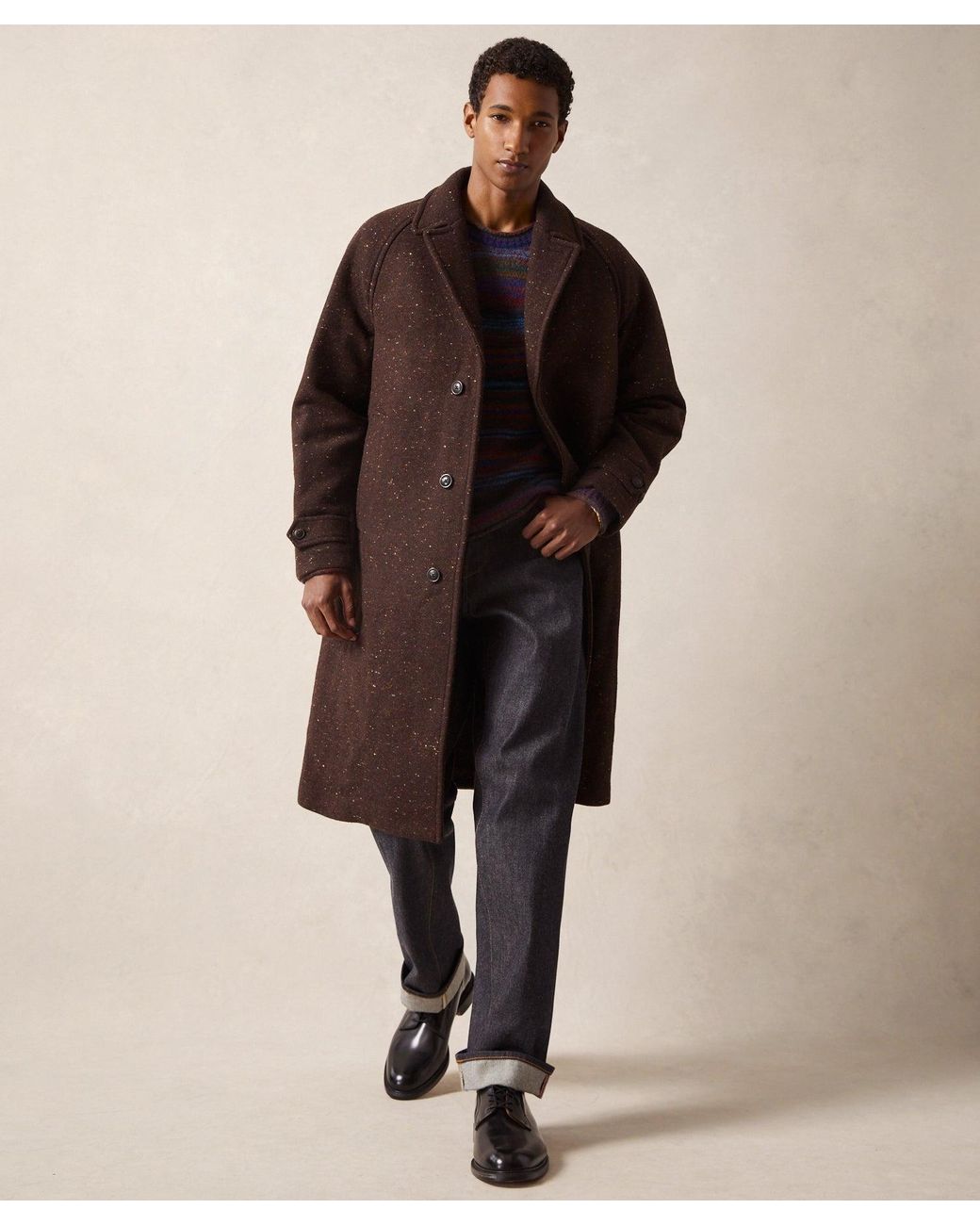 Todd Snyder Italian Donegal Wool Balmacaan in Brown for Men | Lyst