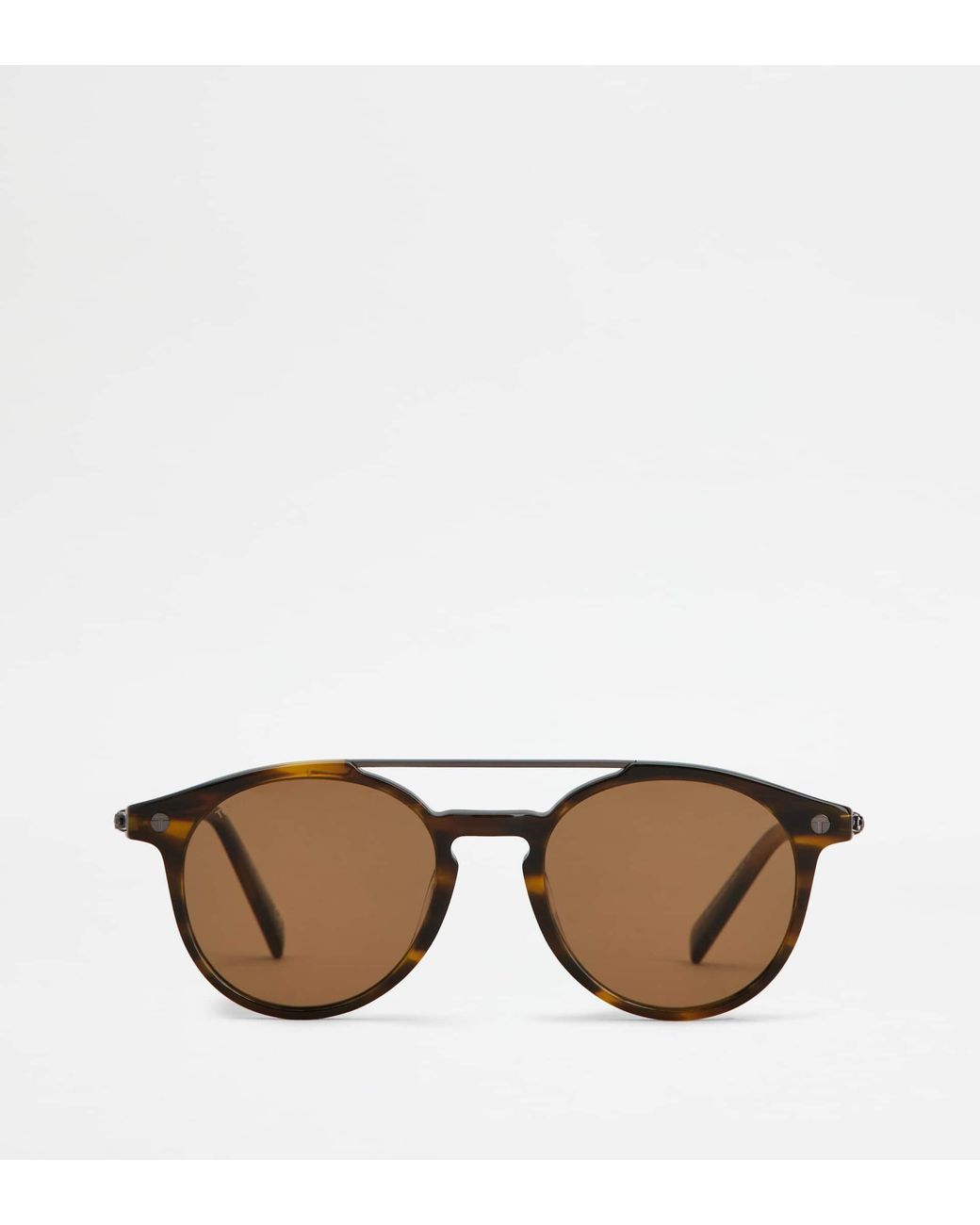 Tod's Brown Rounded Sunglasses With Temples for men