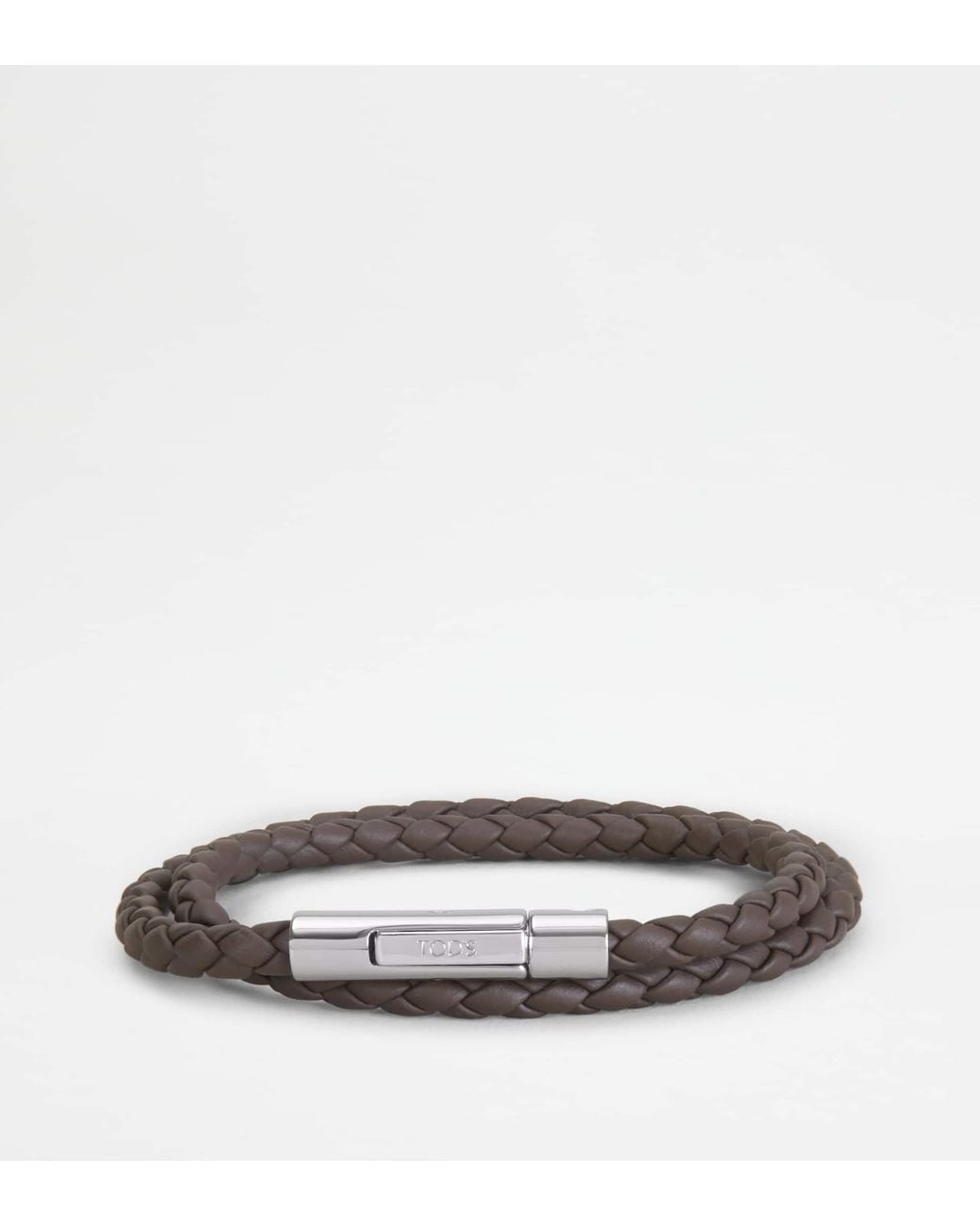 Tod's Brown Braided Wrap Bracelet for men