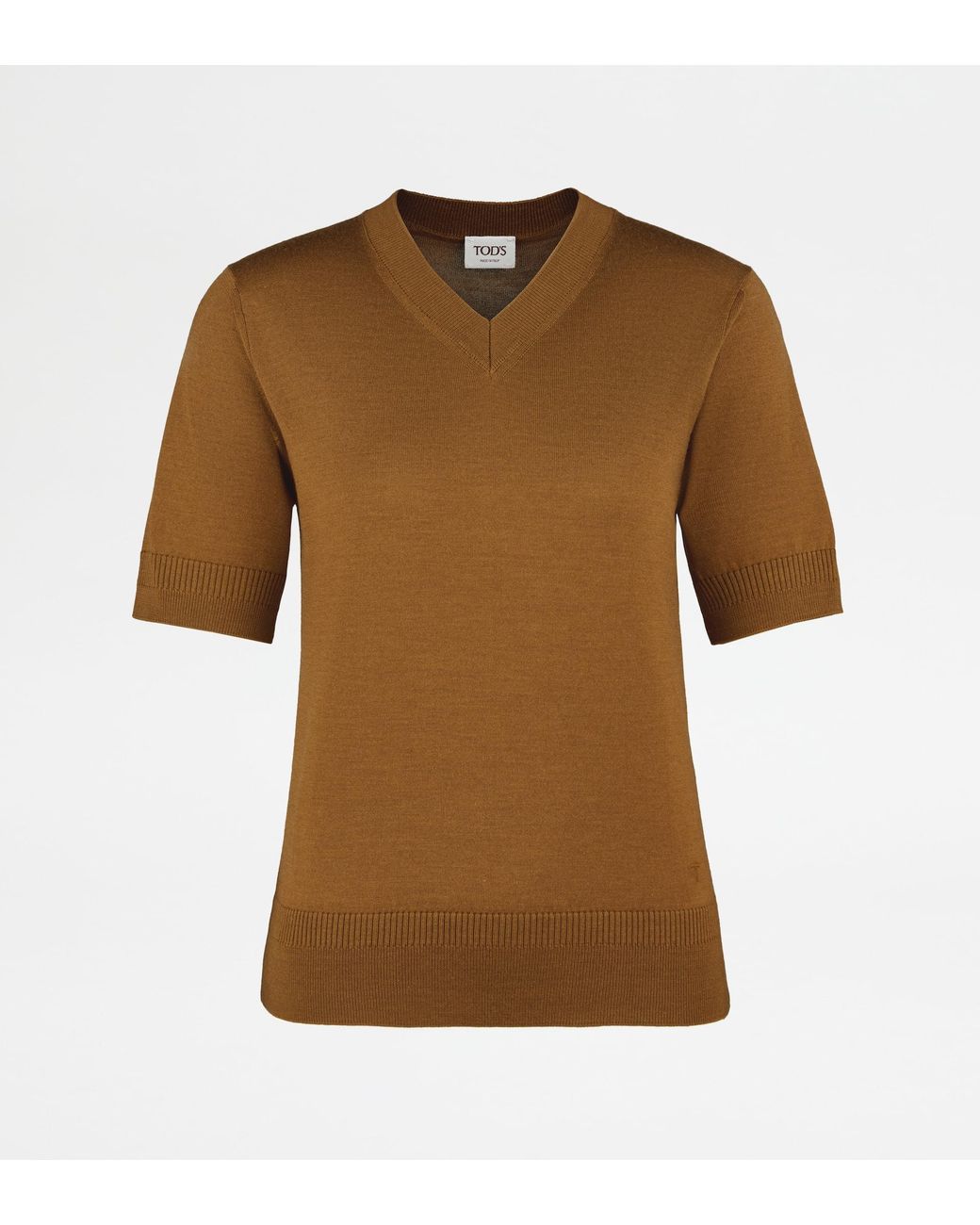 Tod's Brown Short-Sleeved Silk Blend Jumper