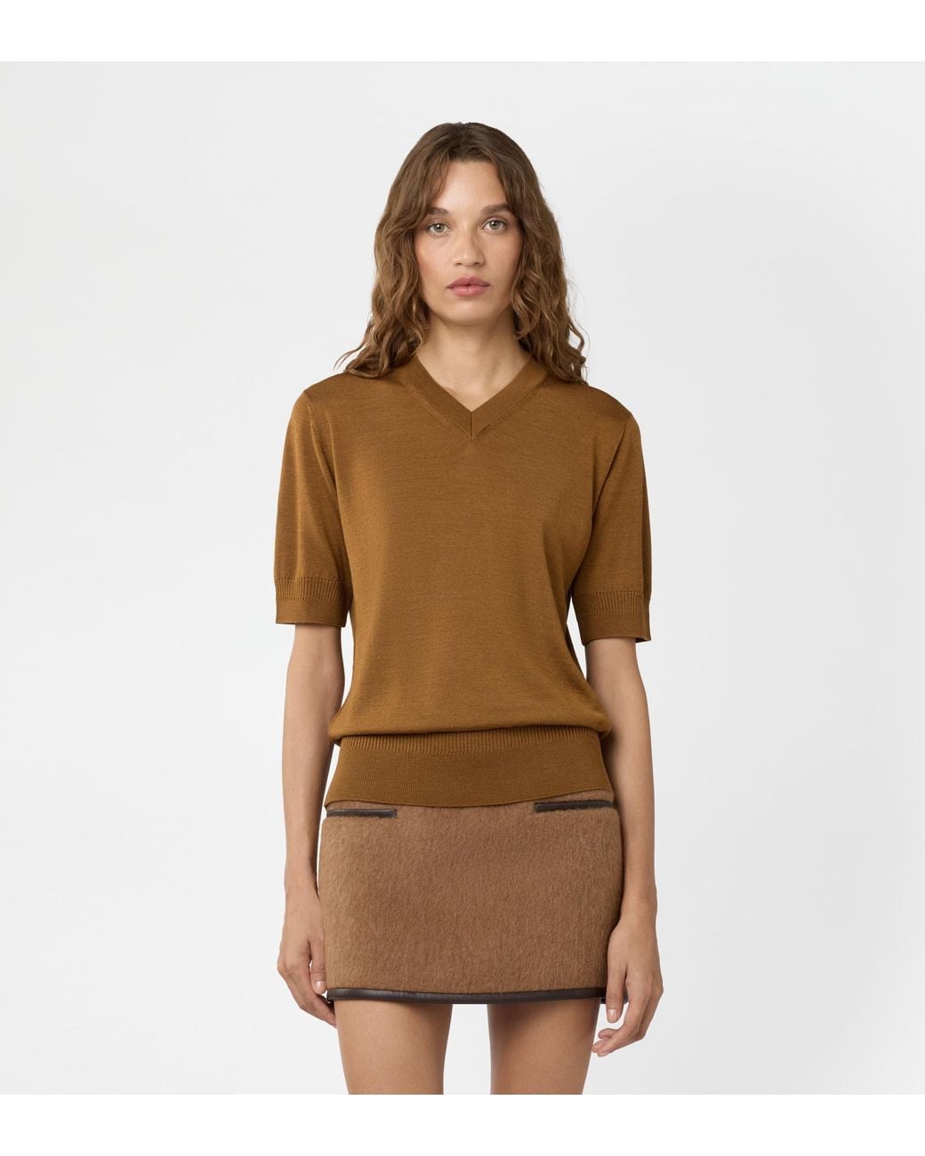 Tod's Brown Short-Sleeved Silk Blend Jumper