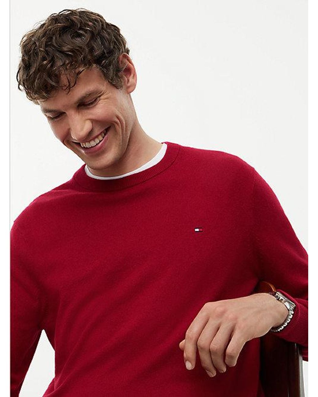 Tommy Hilfiger Red Crew Neck Jumper With Cashmere for men
