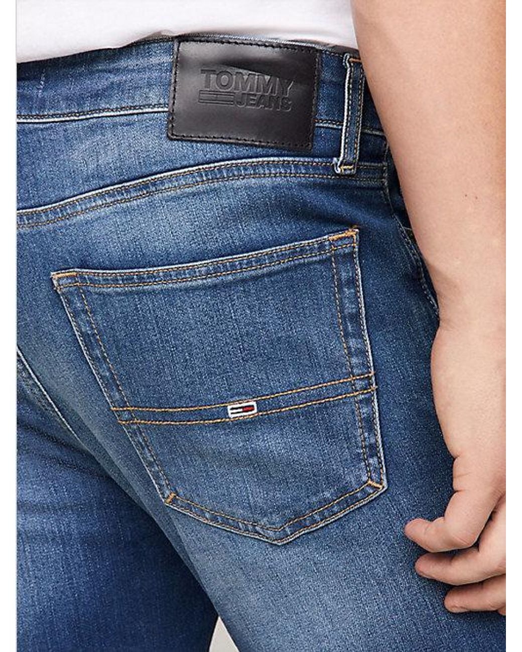 Tommy Hilfiger Blue Slim Tapered Fit Faded Jeans for men