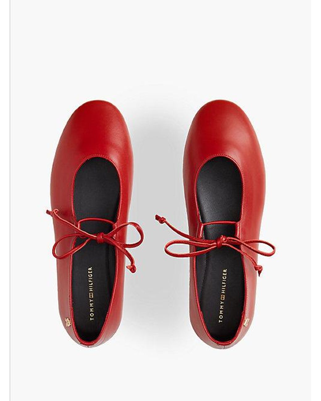 Tommy Hilfiger Red Th Monogram Leather Lace Up Ballerinas