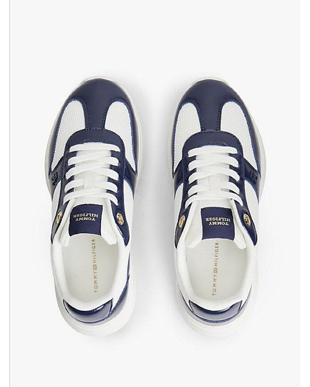 Tommy Hilfiger Blue Th Monogram Mixed Texture Leather Trainers