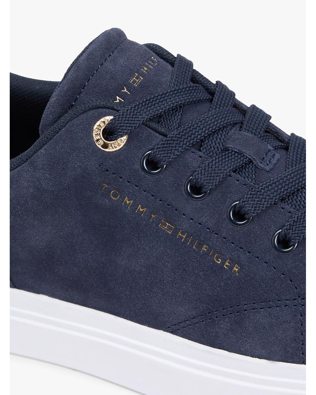 Tommy Hilfiger Blue Suede Metallic Logo Cupsole Trainers