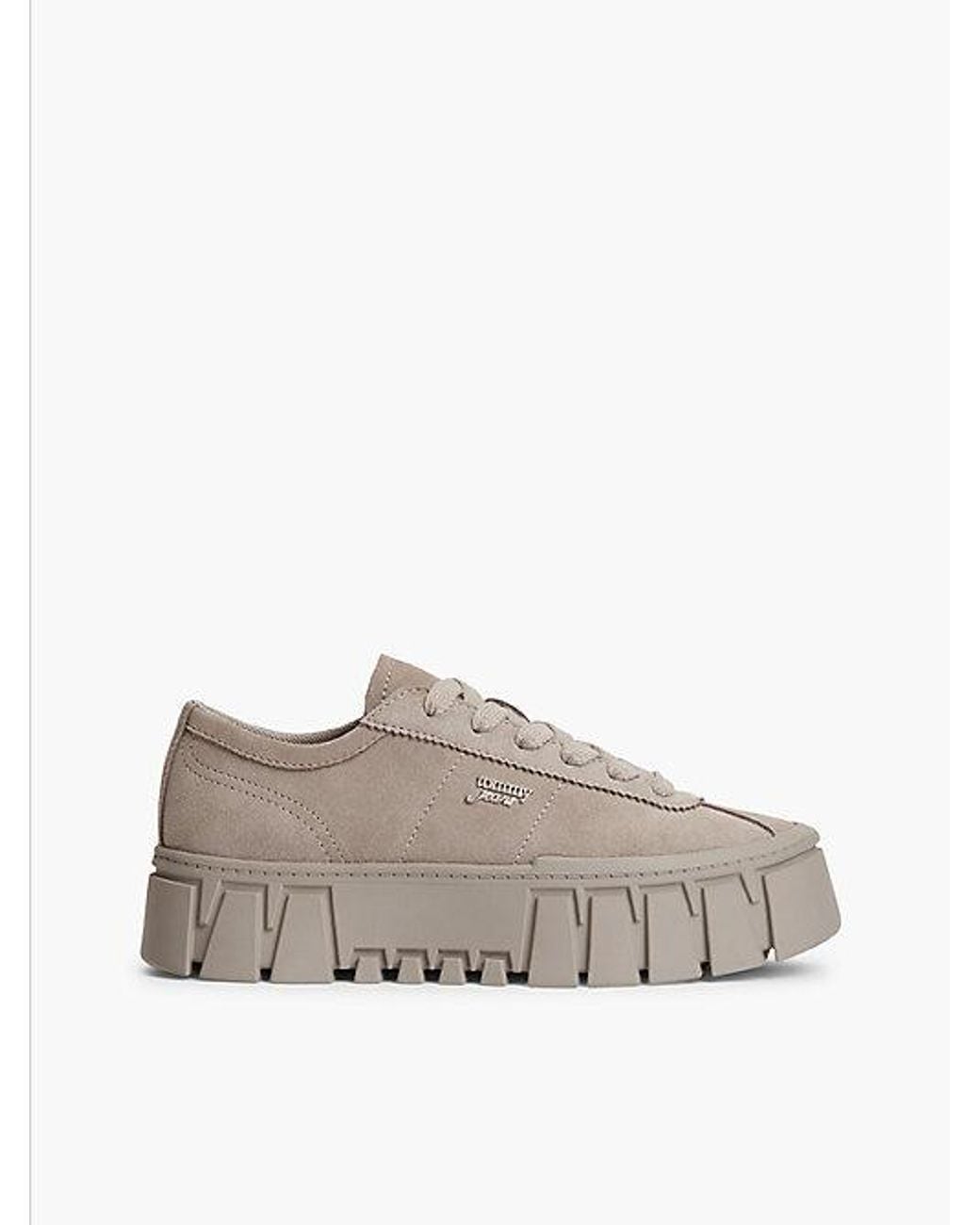 Tommy Hilfiger Gray Suede Logo Platform Trainers