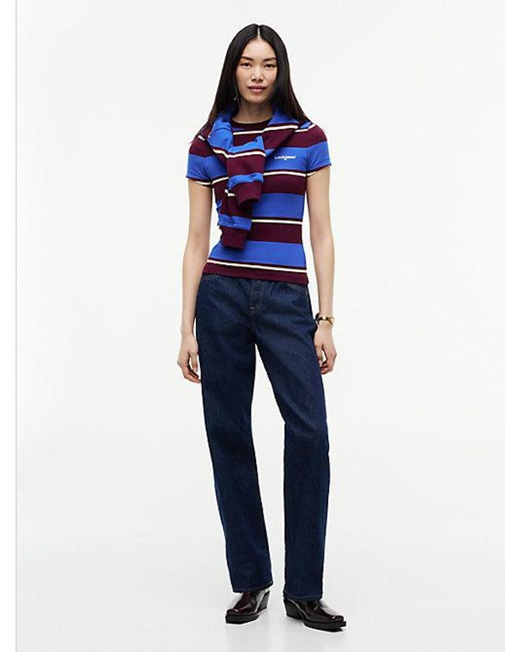 Tommy Hilfiger Blue Logo Ribbed Slim T-Shirt