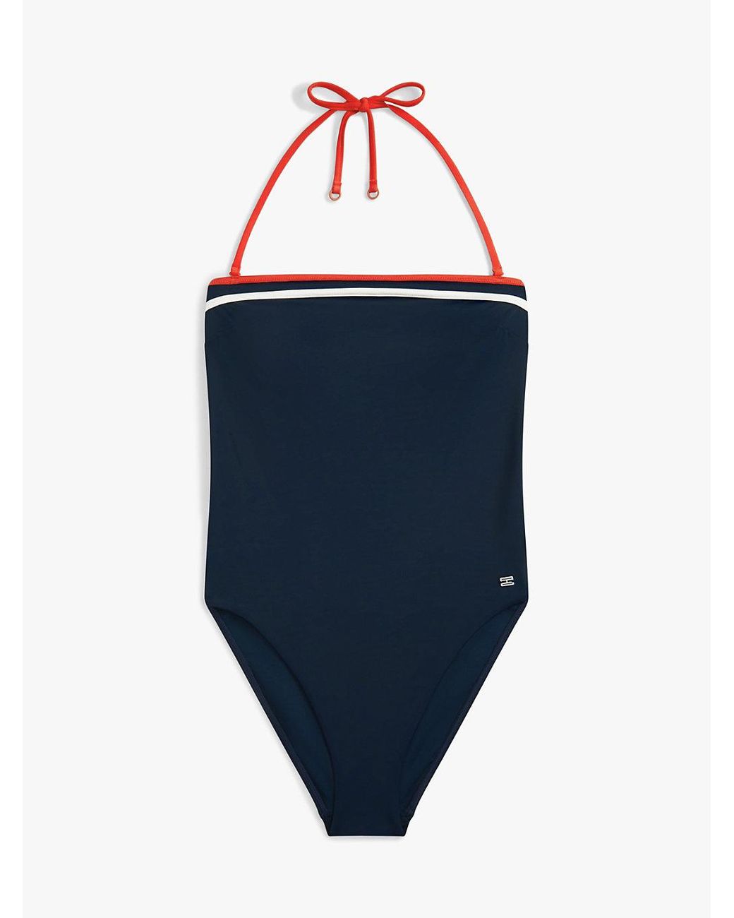 Tommy Hilfiger Blue Classic Halterneck Bandeau High-Cut Swimsuit
