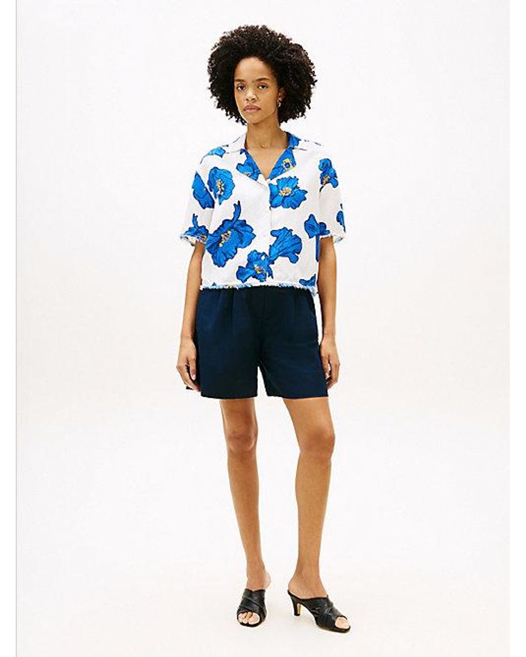 Tommy Hilfiger Blue Relaxed Fit Frayed Linen Blend Shirt
