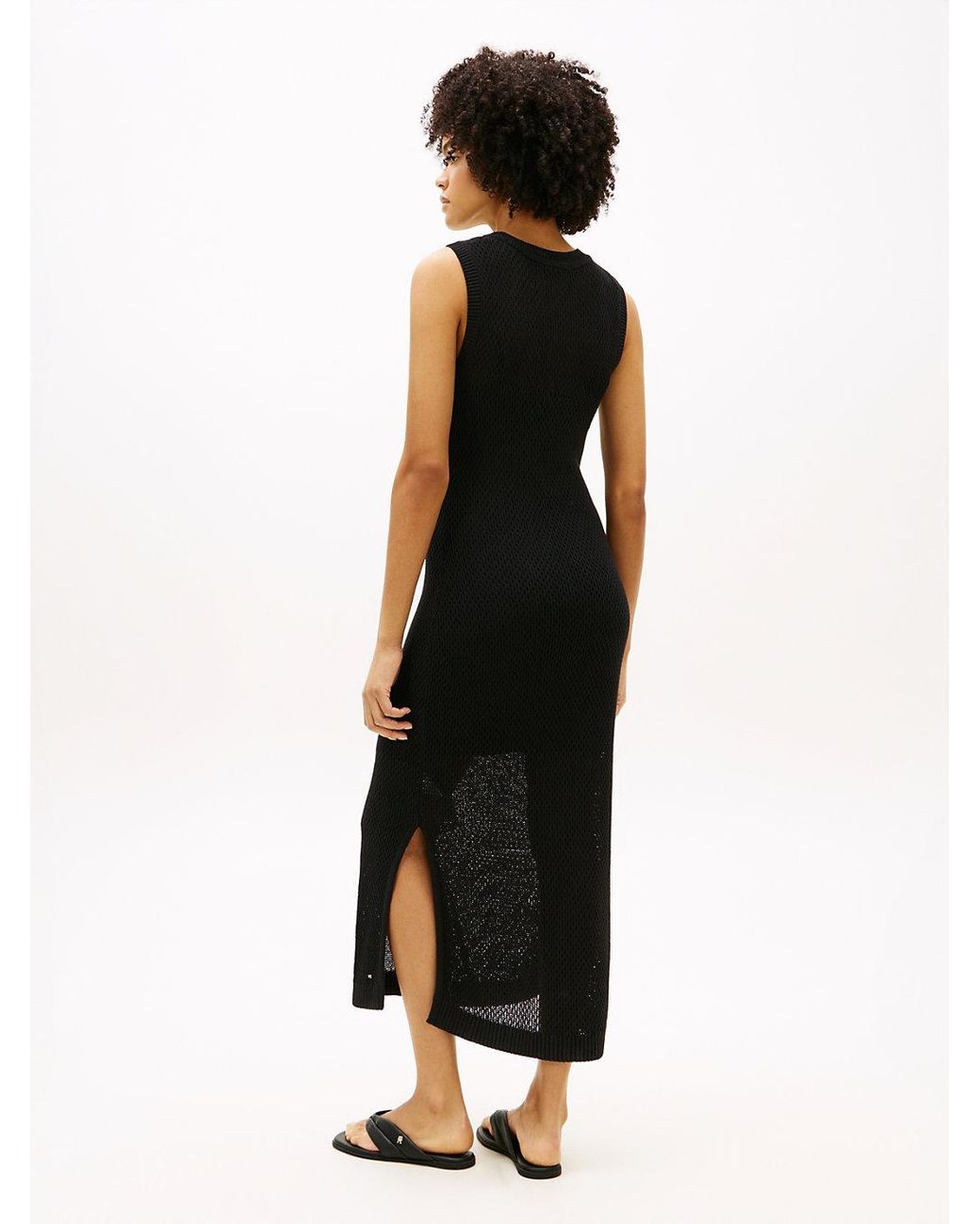 Tommy Hilfiger Black Crochet Maxi Tank Top Dress