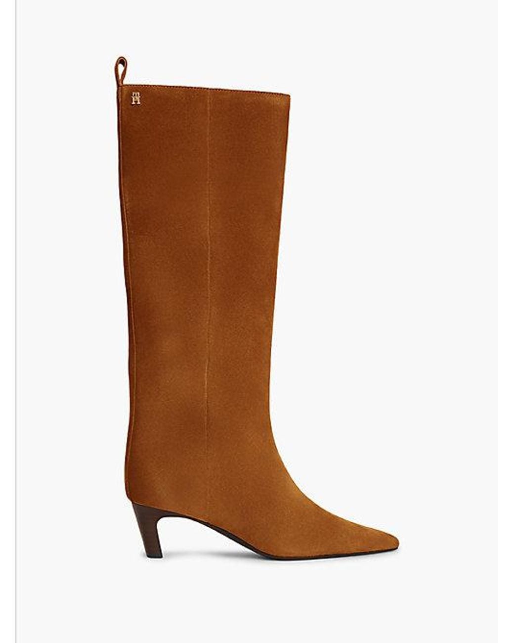 Tommy Hilfiger Brown Kitten Heel Suede Knee High Boots