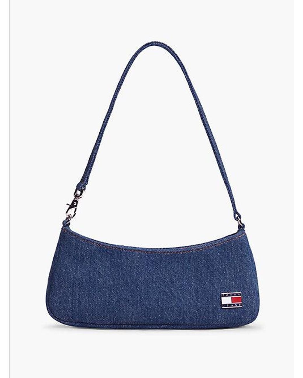 Tommy Hilfiger Blue Logo Plaque Denim Shoulder Bag