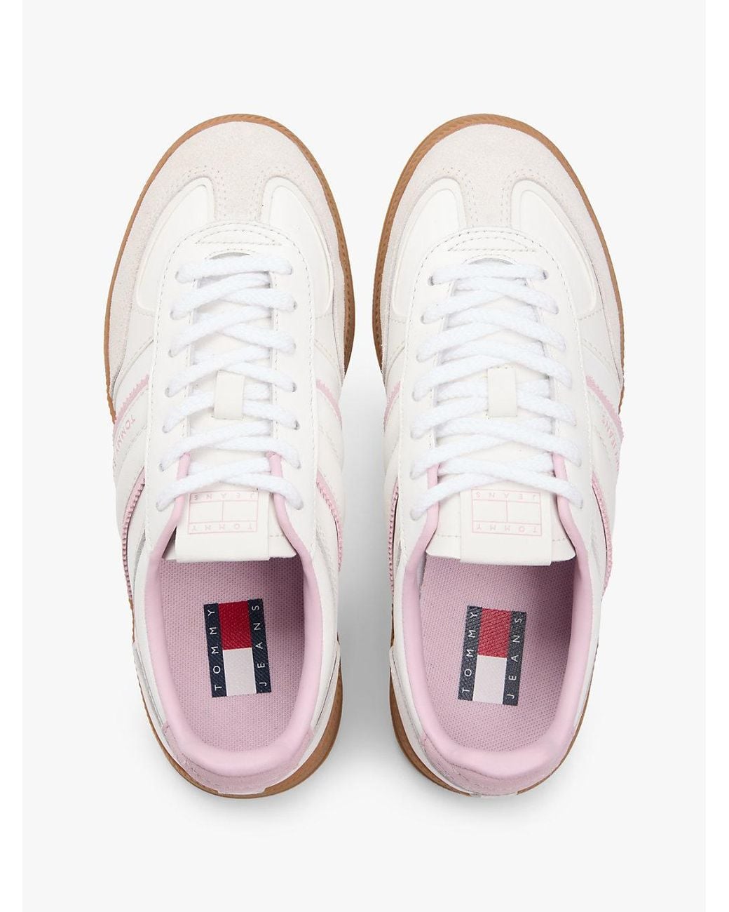 Tommy Hilfiger Natural The Greenwich Leather Mixed Texture Platform Trainers