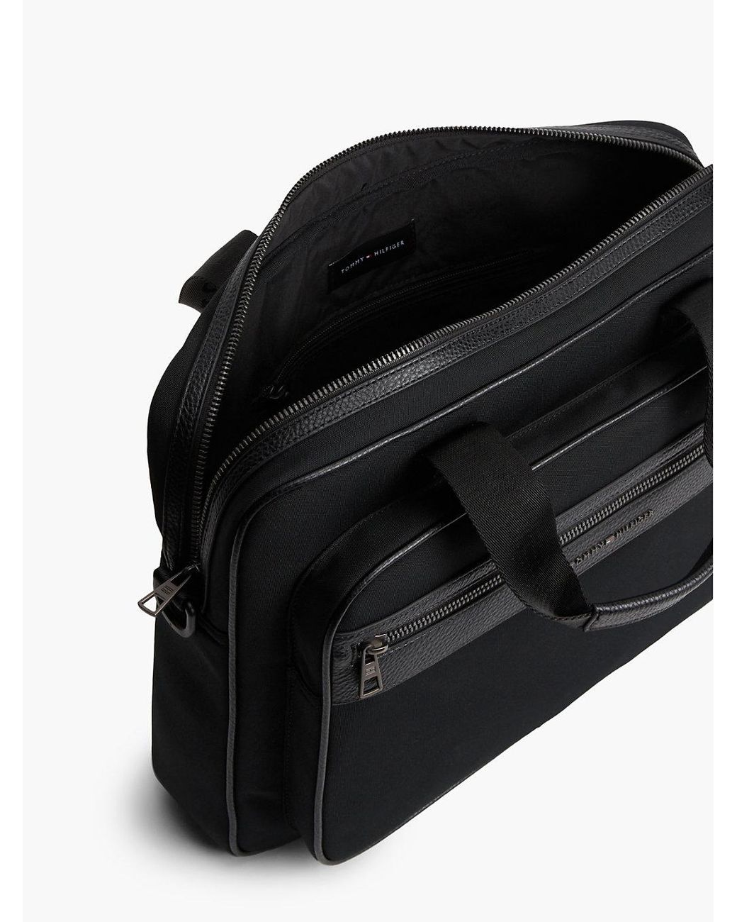 Tommy Hilfiger Black Removable Strap Textile Laptop Bag for men