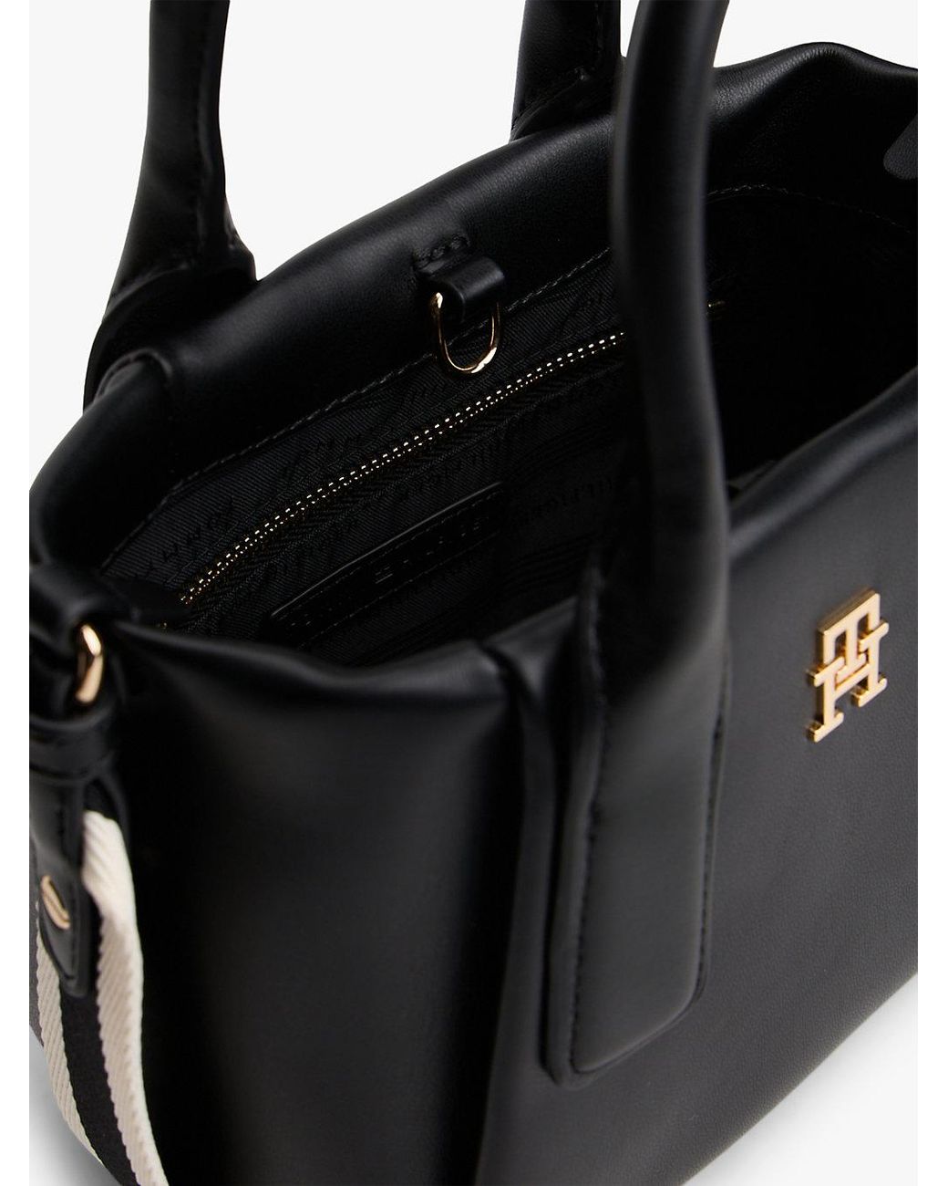 Tommy Hilfiger Black Essential Metallic Logo Crossbody Tote Bag