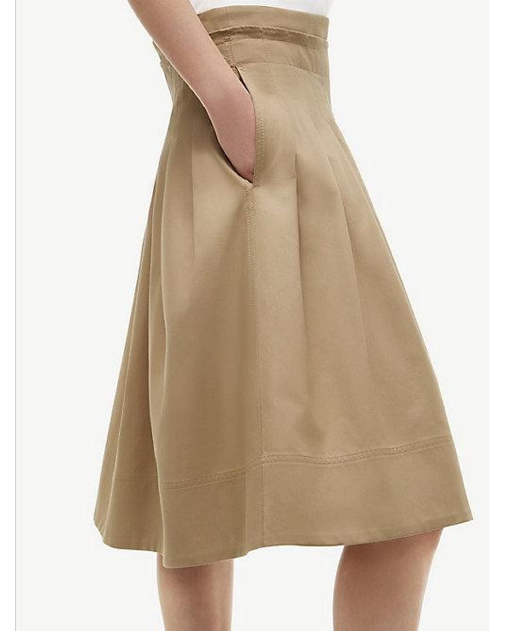 Tommy Hilfiger Natural Pleated Midi Chino Skirt
