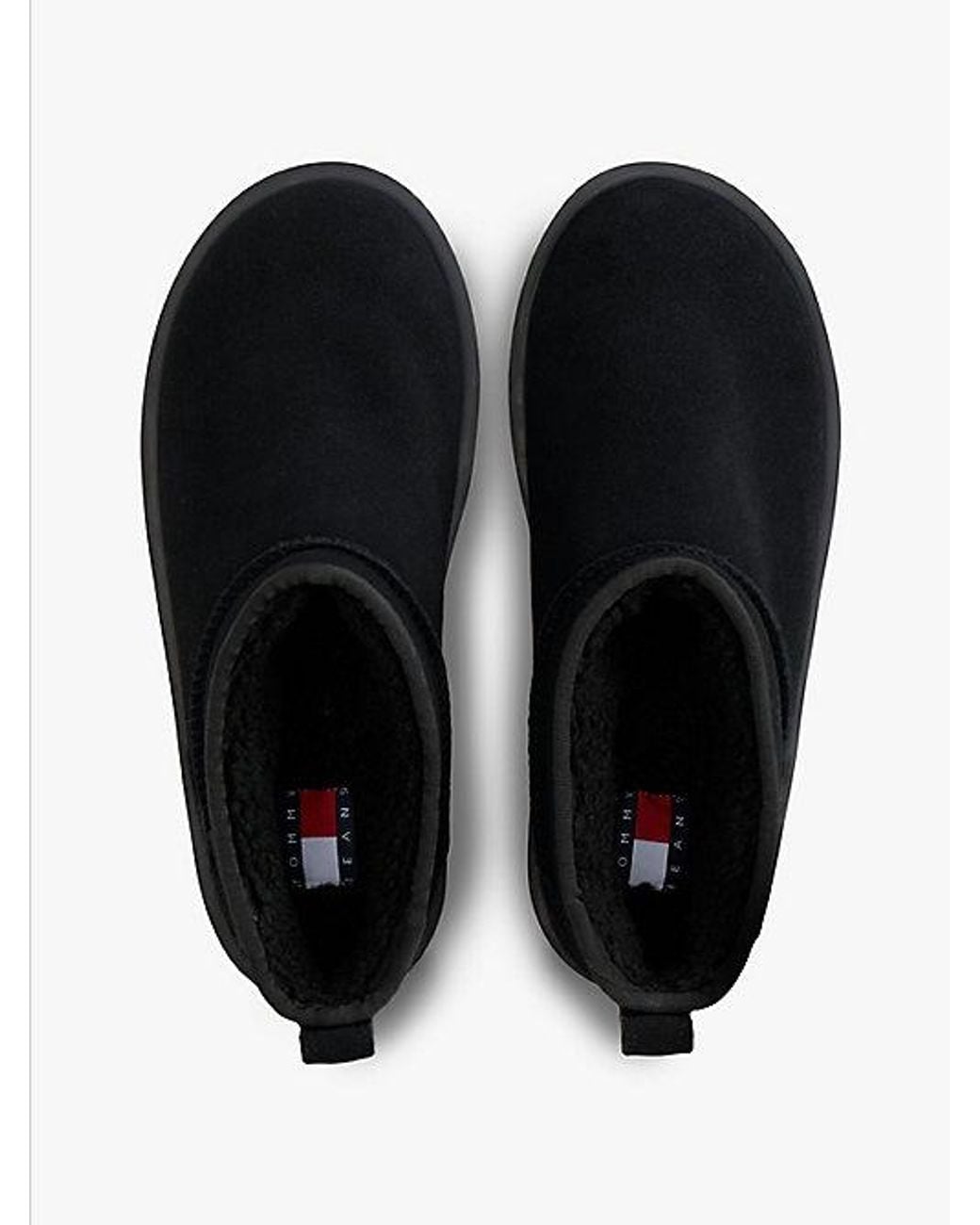 Tommy Hilfiger Black Suede Platform Cleat Warm Lined Snow Boots