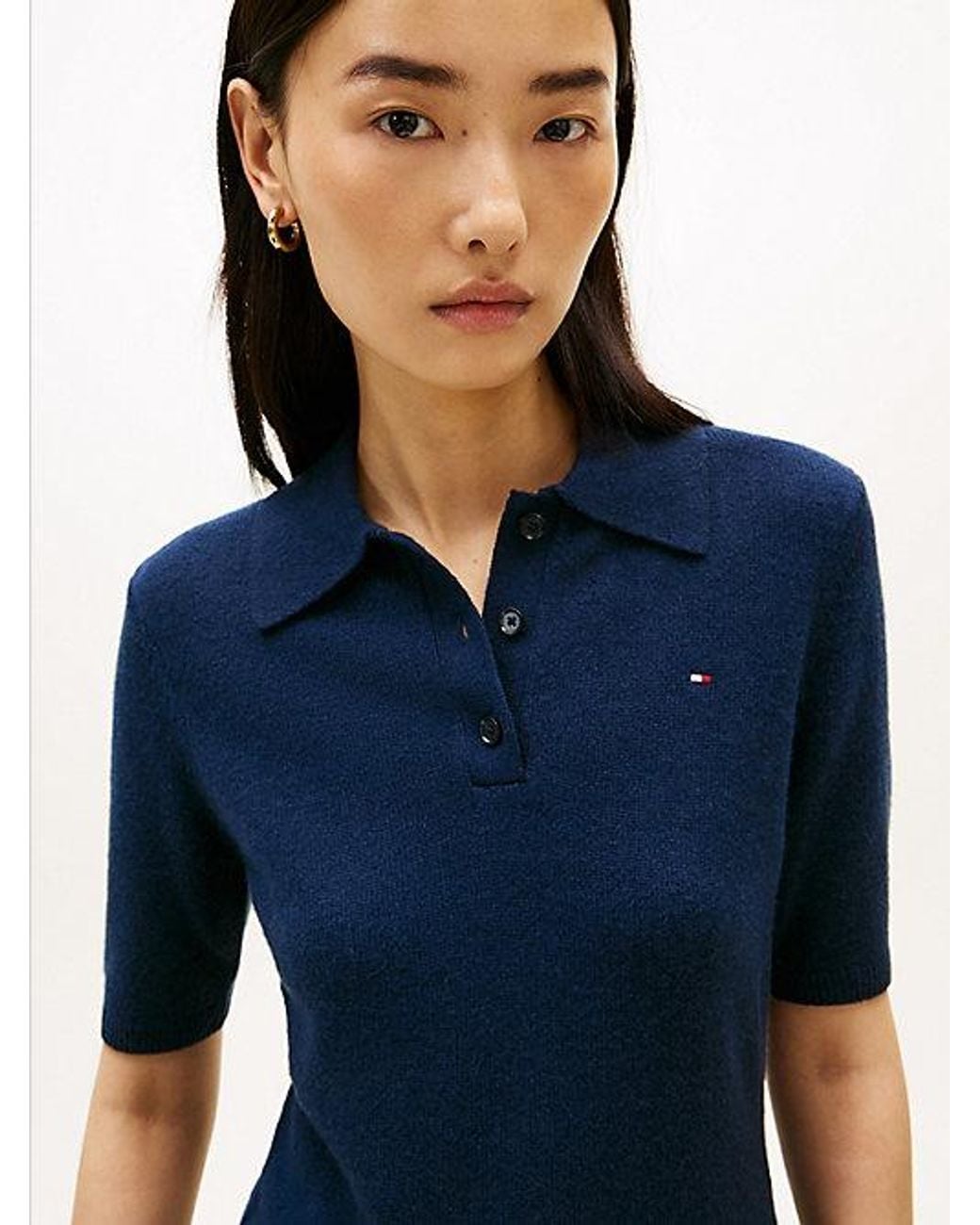 Tommy Hilfiger Blue Soft Wool Fit And Flare Mini Dress