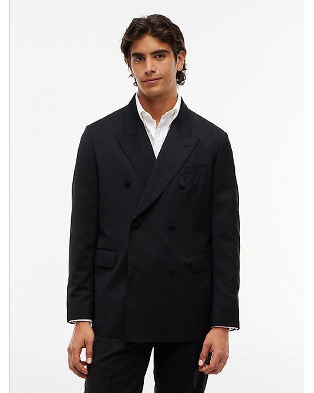 Tommy Hilfiger Black Pure Wool Twill Double Breasted Blazer for men