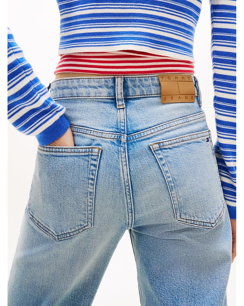 Tommy Hilfiger Blue Mid Rise Slim Straight Leg Jeans