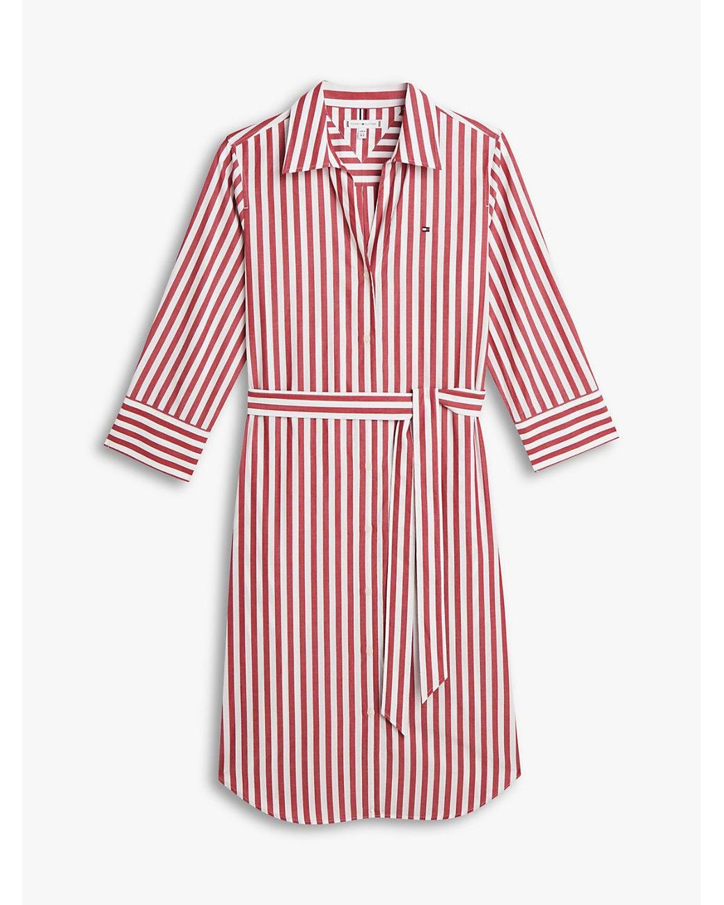 Tommy Hilfiger Pink Belted Relaxed Midi Shirt Dress