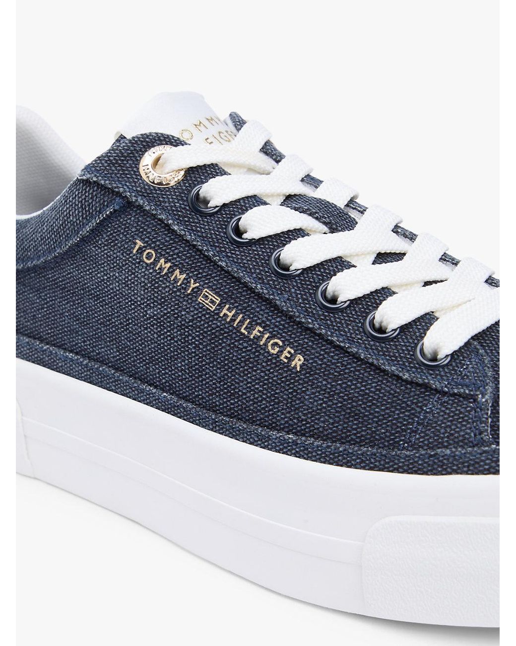 Tommy Hilfiger White Washed Canvas Platform Trainers