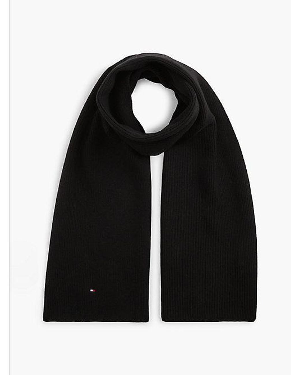 Tommy Hilfiger Black Hilfiger Flag Knit Scarf With Wool