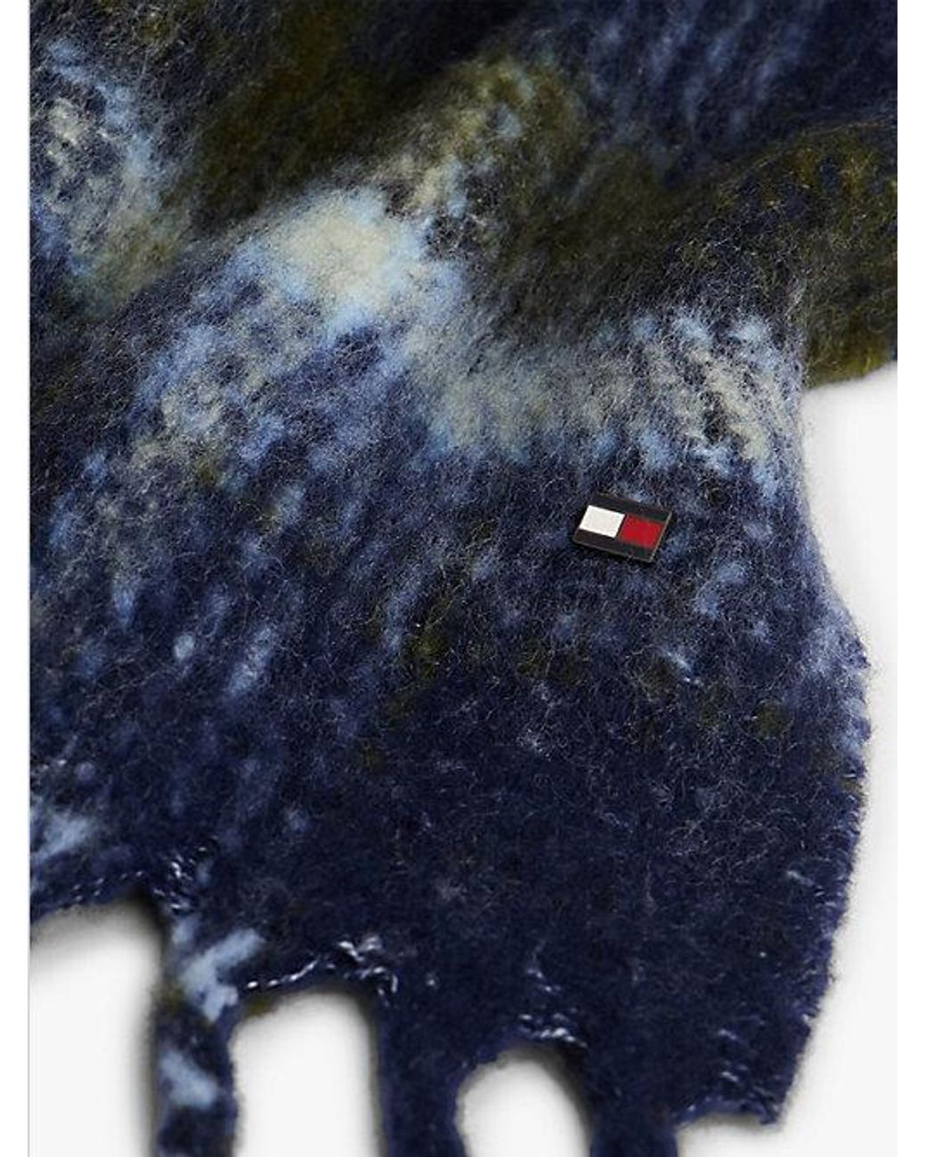 Tommy Hilfiger Blue Check Wool Blend Scarf for men