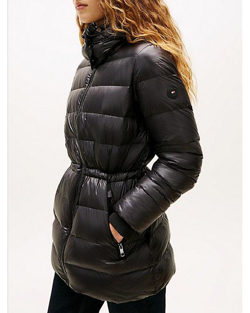 Tommy Hilfiger Black Shiny Water Repellent Down Puffer Coat