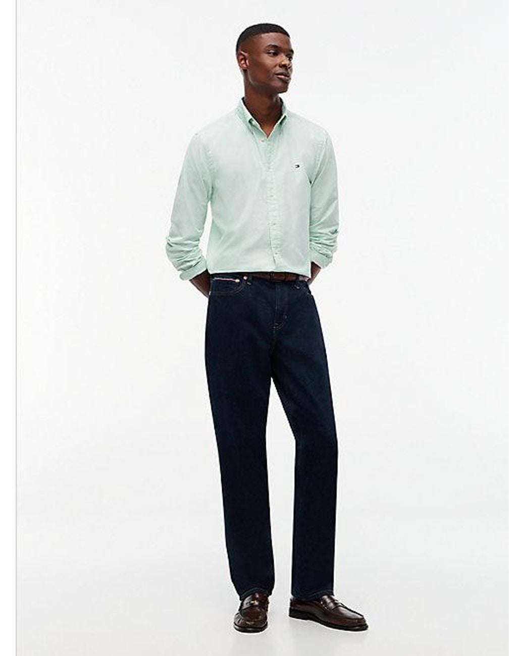 Tommy Hilfiger Green Th Flex Regular Fit Button Down Shirt for men