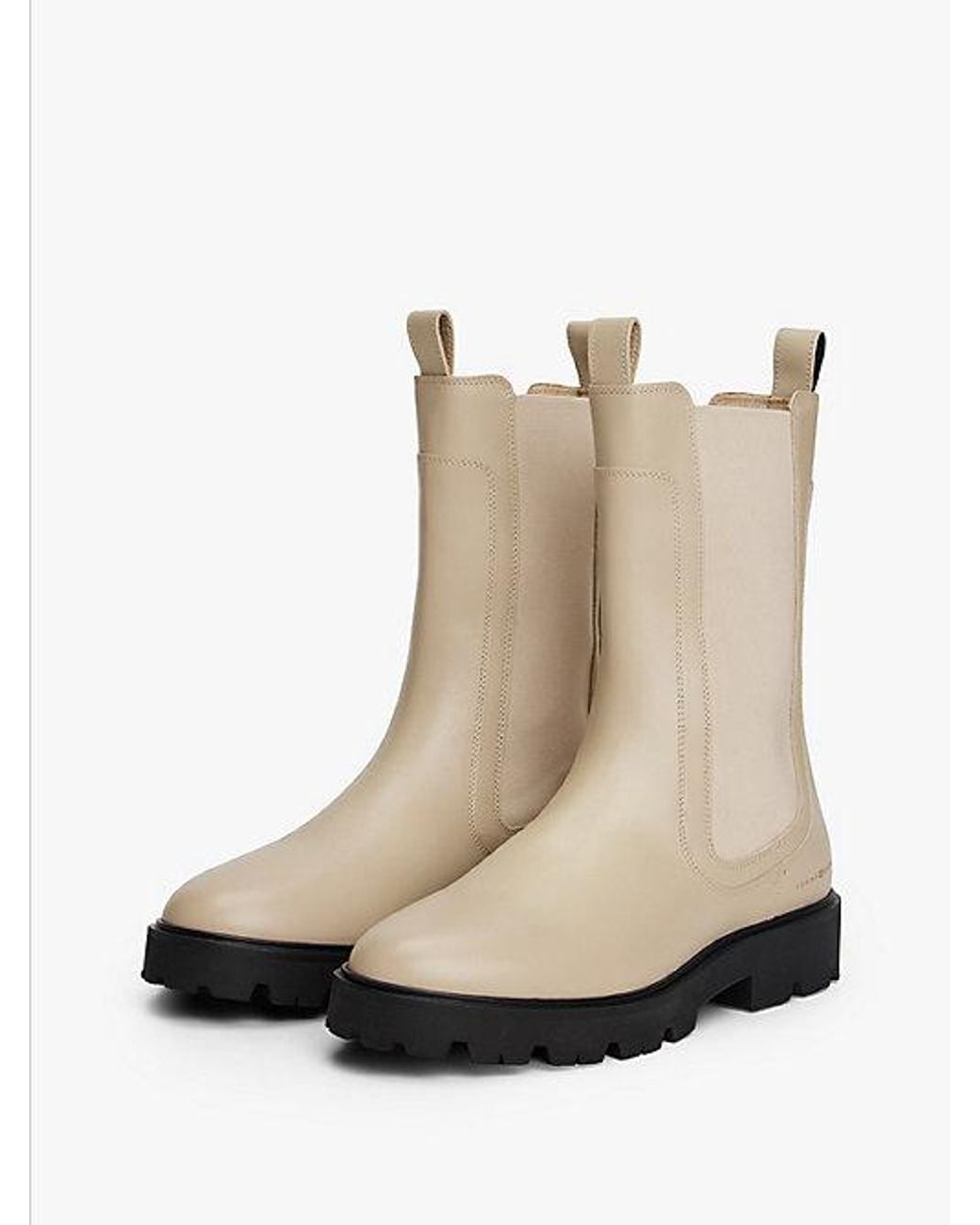 Tommy Hilfiger White Leather Cleat Mid Chelsea Boots